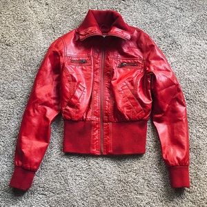dELiA’S Faux Red Leather Jacket